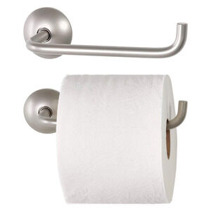 2 iDesign Classico Steel Wall-Mount Hanging Toilet Paper, Tissue Dispenser, Silv